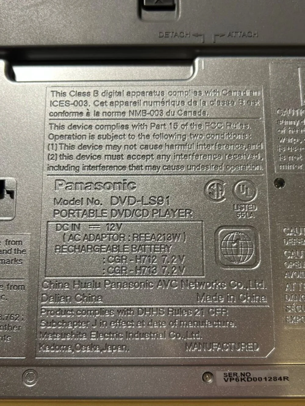 Mens Womens Panasonic DVD-LS91 Grey Portable DVD/CD Video Player